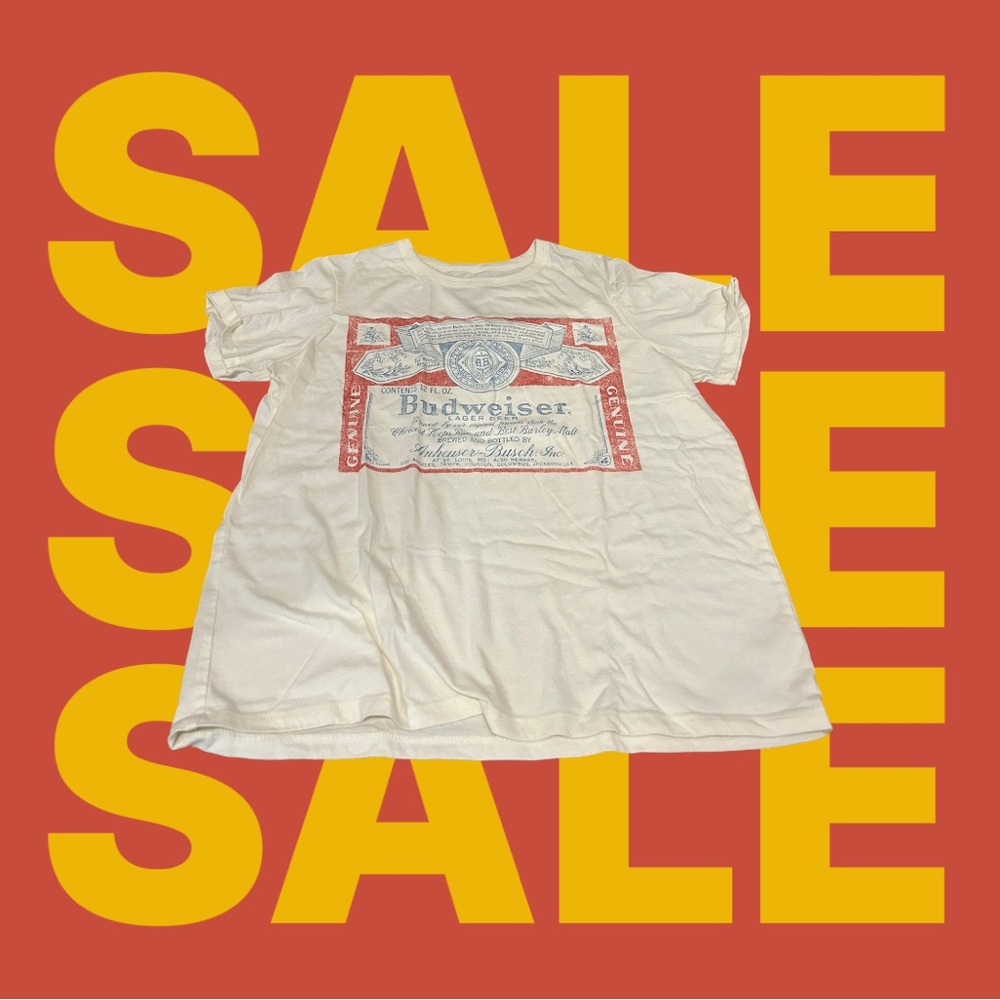 Budweiser Shirt, Listed Large but runs small, Beige